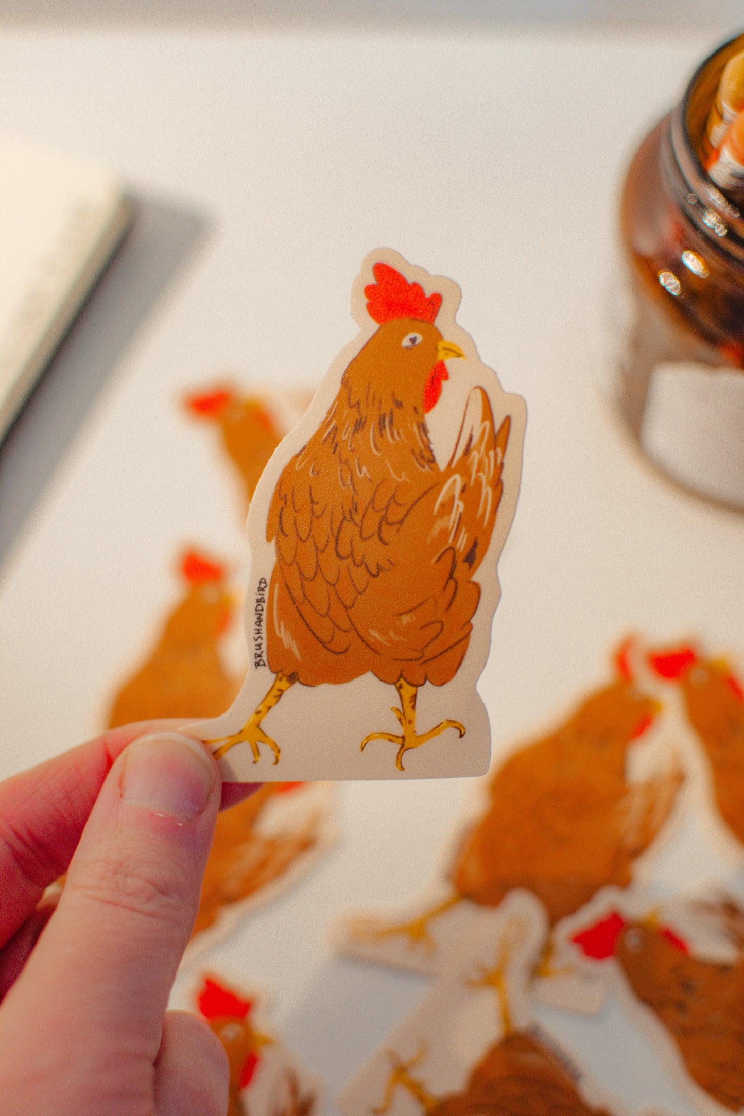 Brown Hen Vinyl Sticker | Illustrated Chicken Sticker