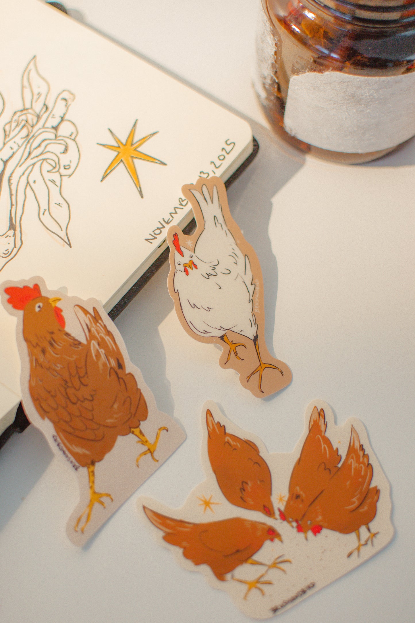 Brown Hen Vinyl Sticker | Illustrated Chicken Sticker