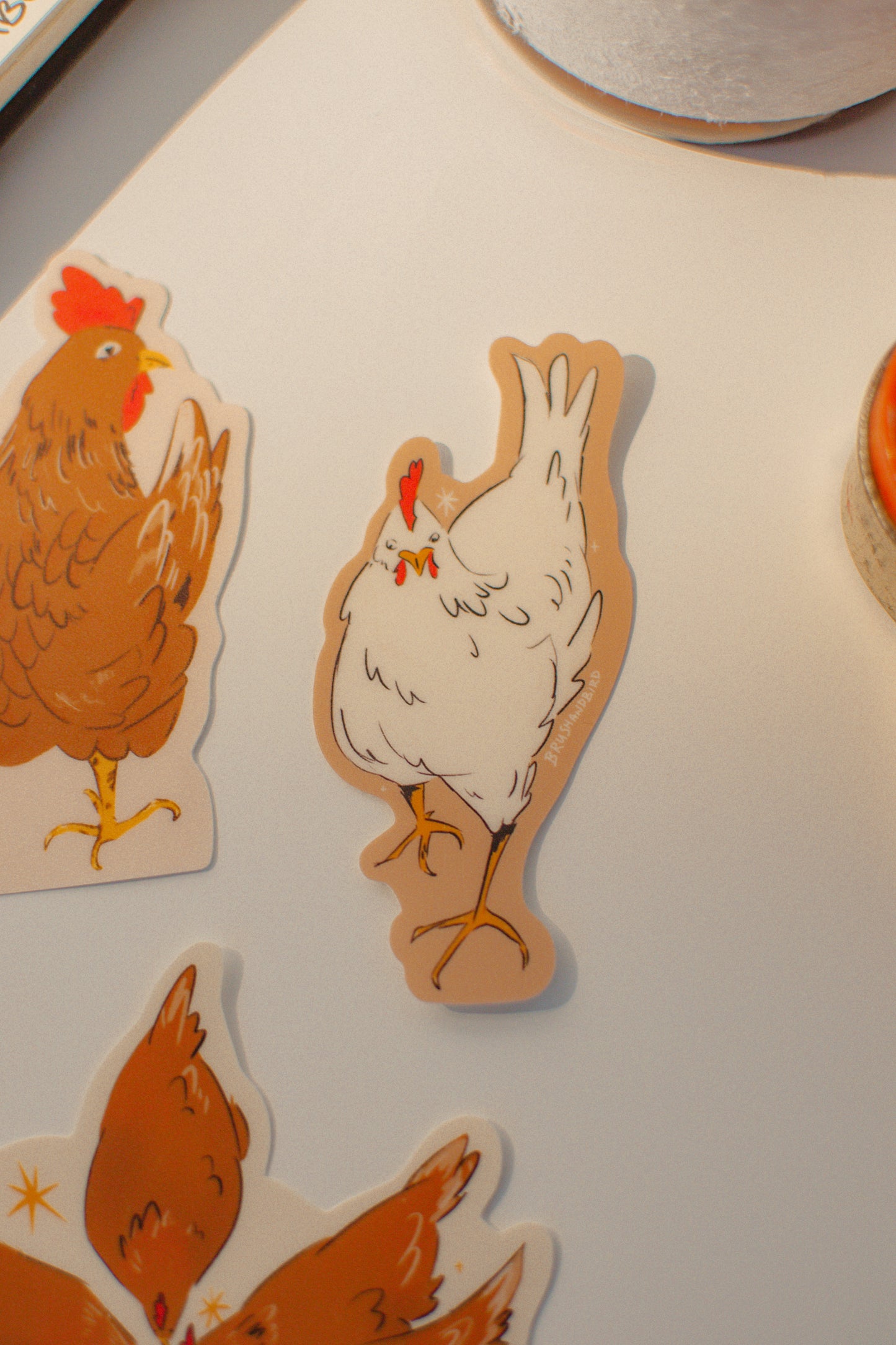 White Hen Vinyl Sticker | Hand-Illustrated Chicken Sticker