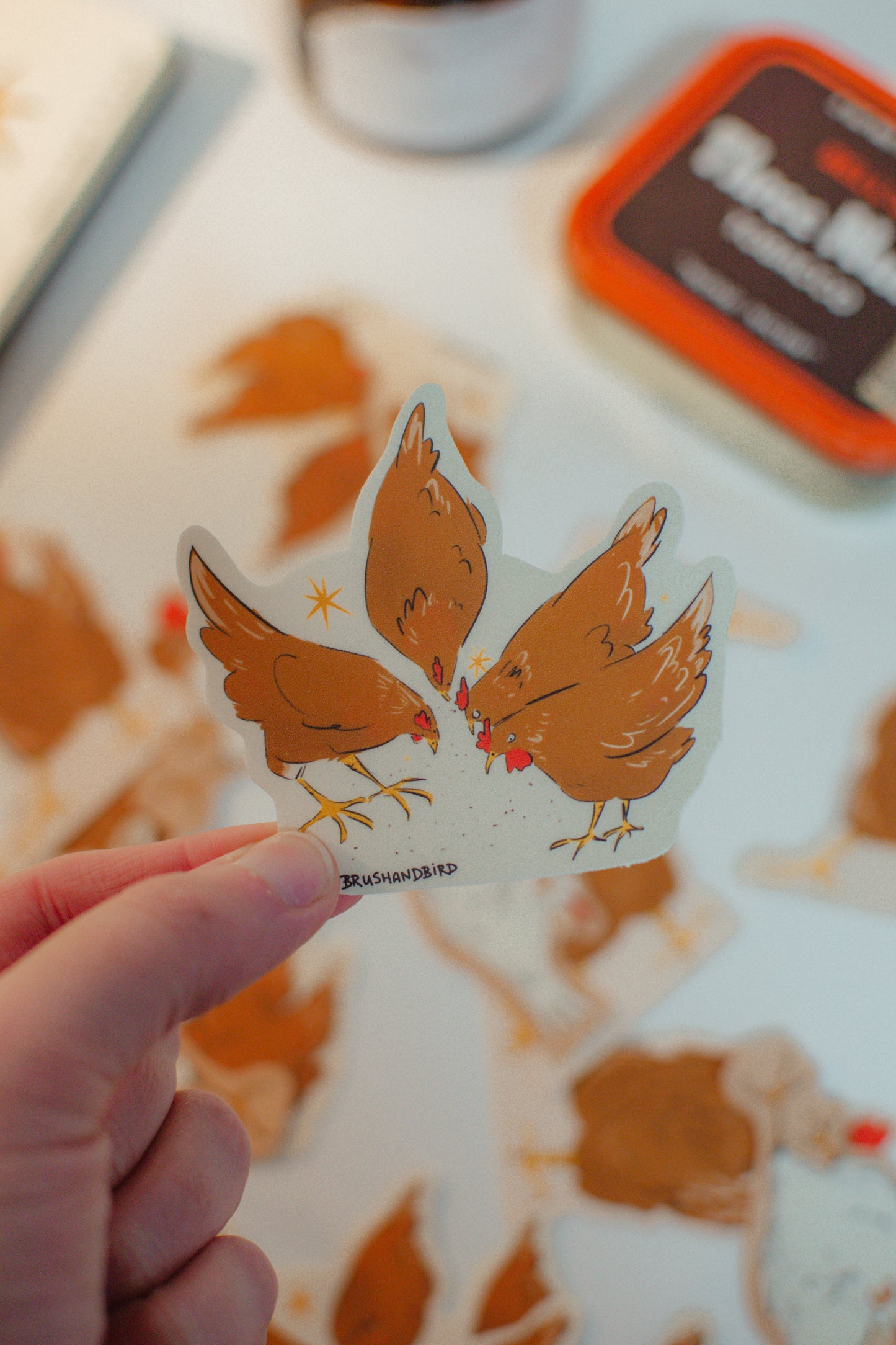 Brown Chickens Vinyl Sticker | Illustrated Hens Sticker