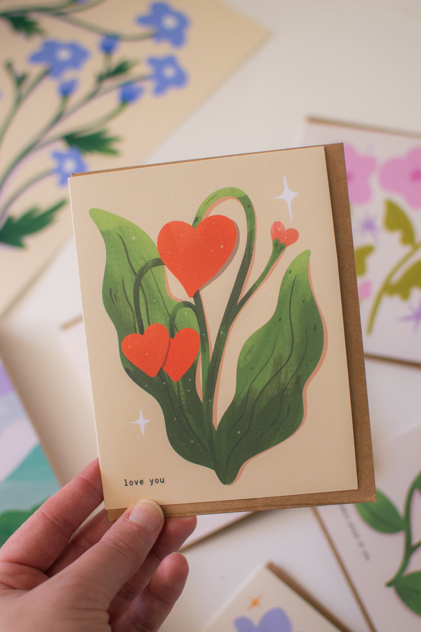 Love You Greeting Card | Heart Flowers Valentine’s Day Card