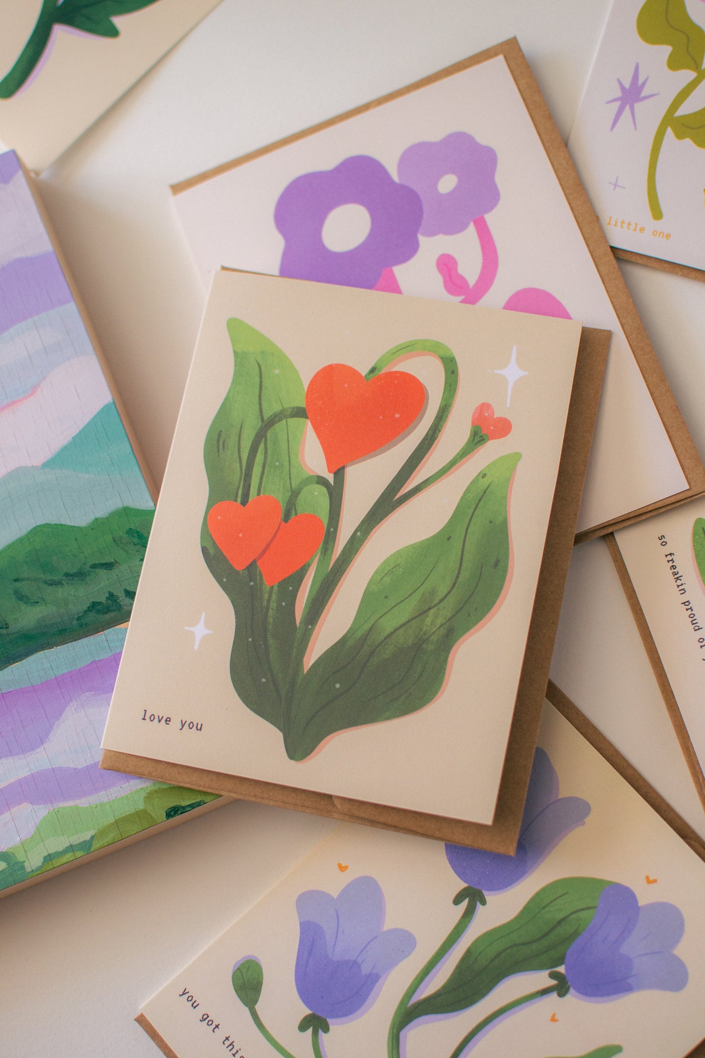 Love You Greeting Card | Heart Flowers Valentine’s Day Card