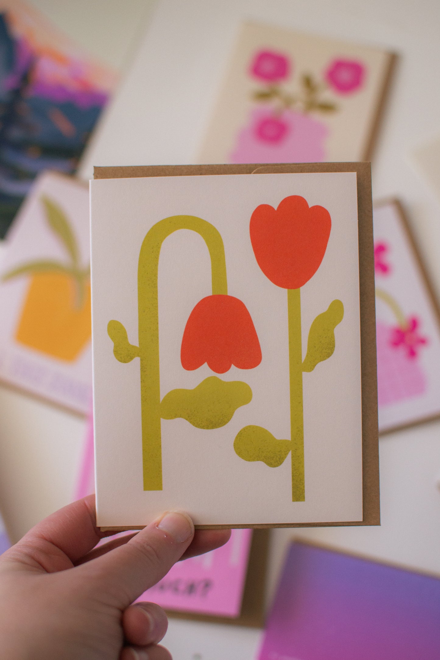 Blank Red Tulips Greeting Card | Summer Collection