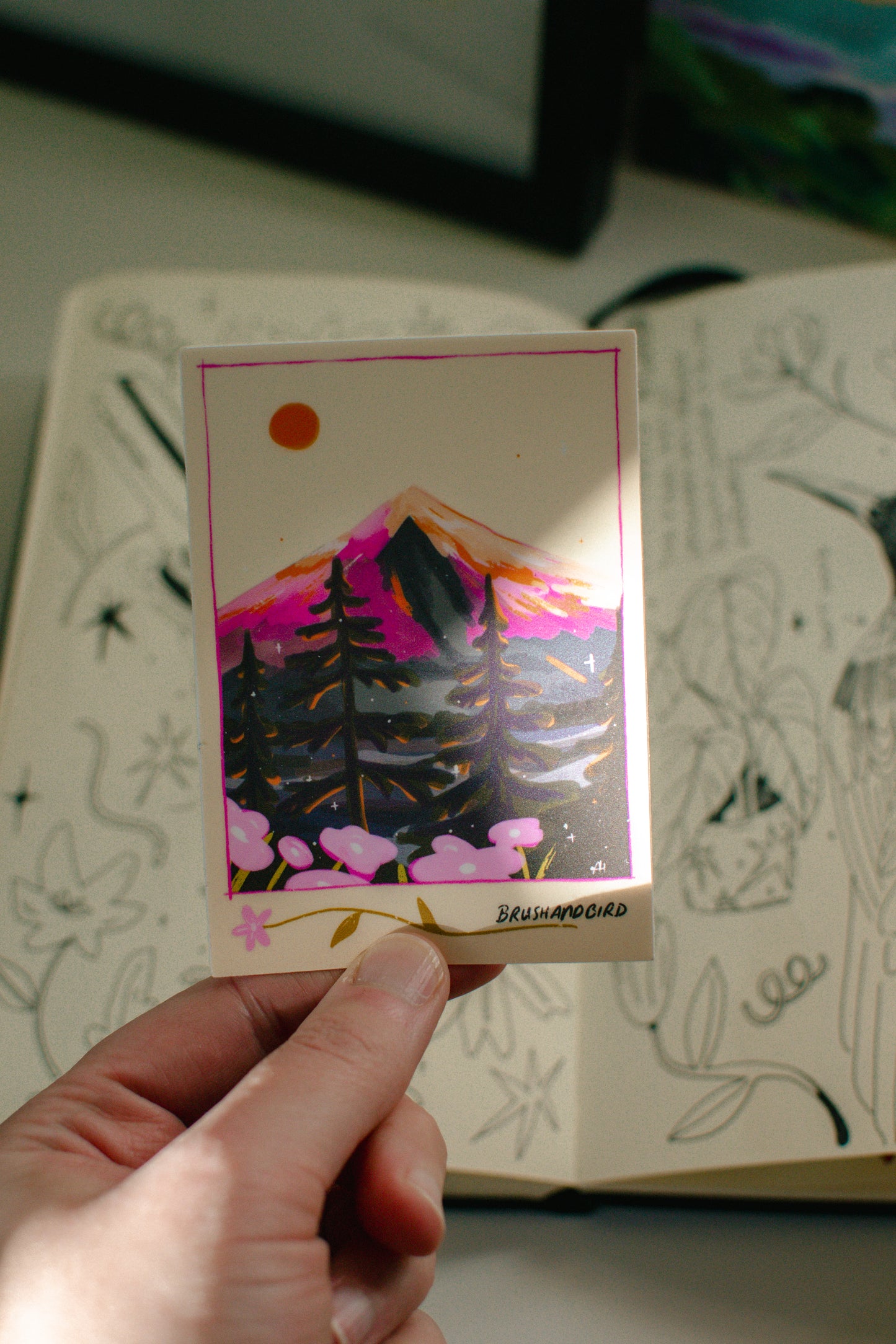 Sun Mountain Vinyl Sticker | Illustrated Outdoorsy Sticker