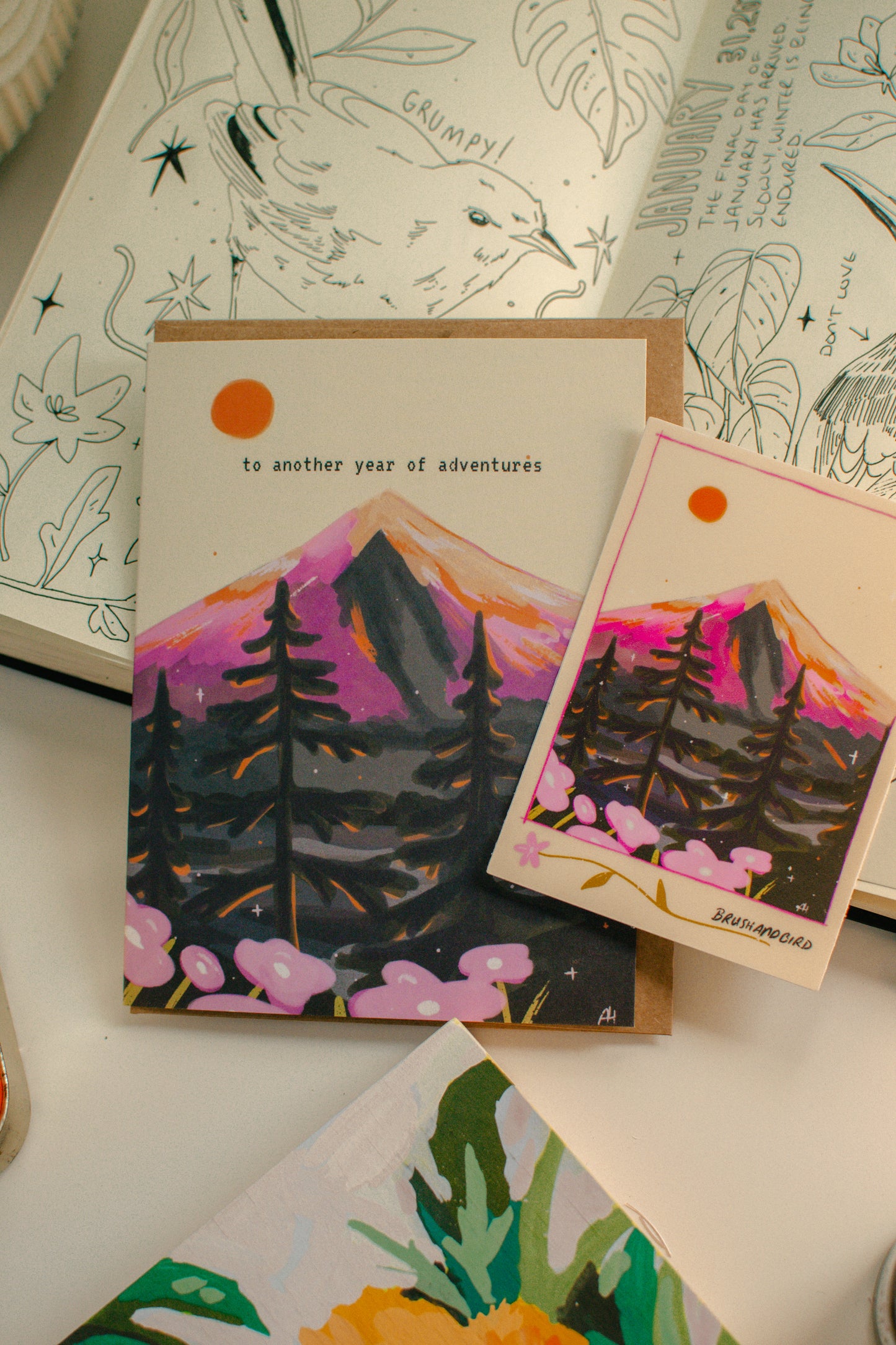 Sun Mountain Vinyl Sticker | Illustrated Outdoorsy Sticker