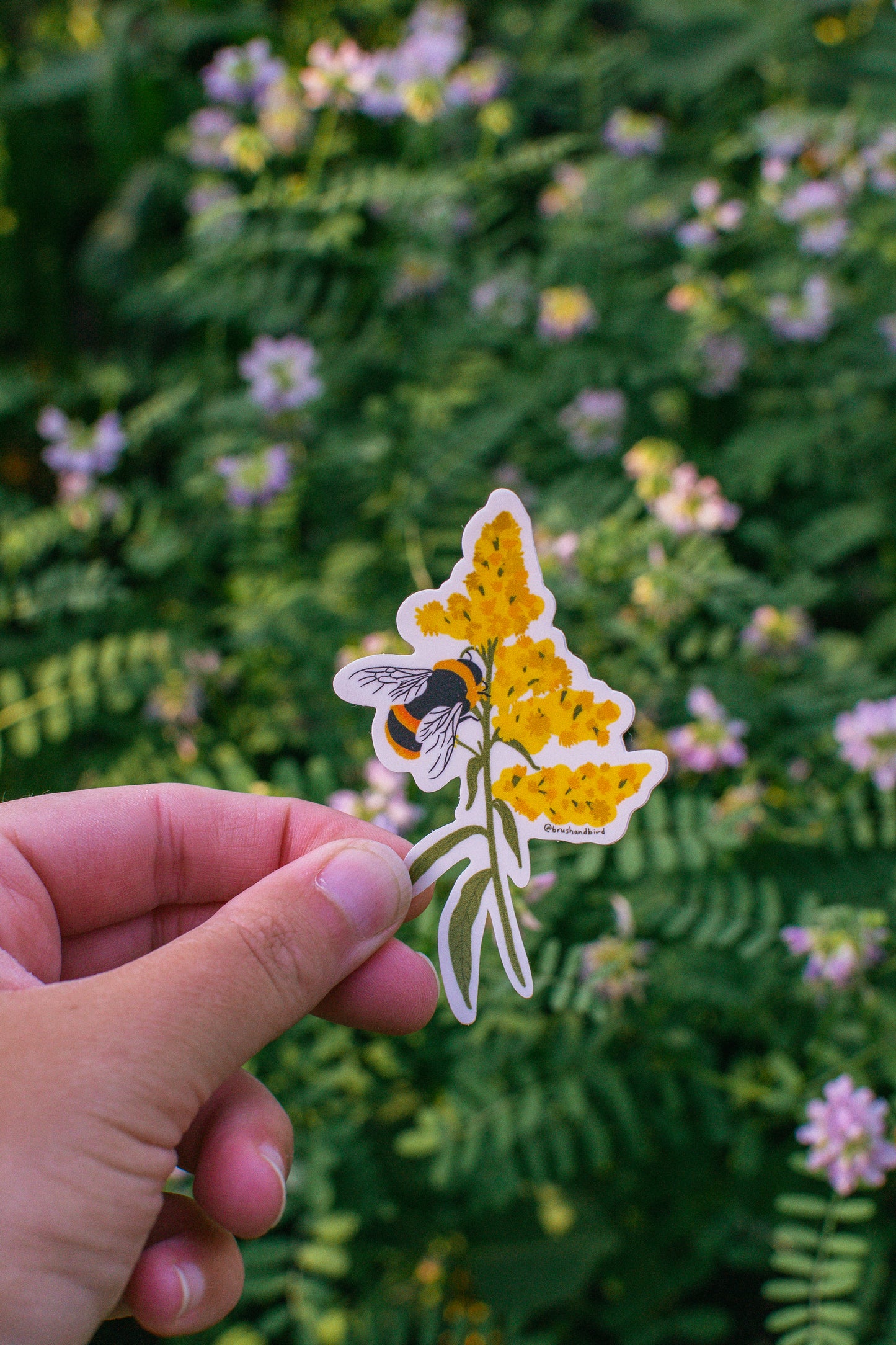 Bumblebee and Goldenrod Sticker | Pollinator Vinyl Sticker