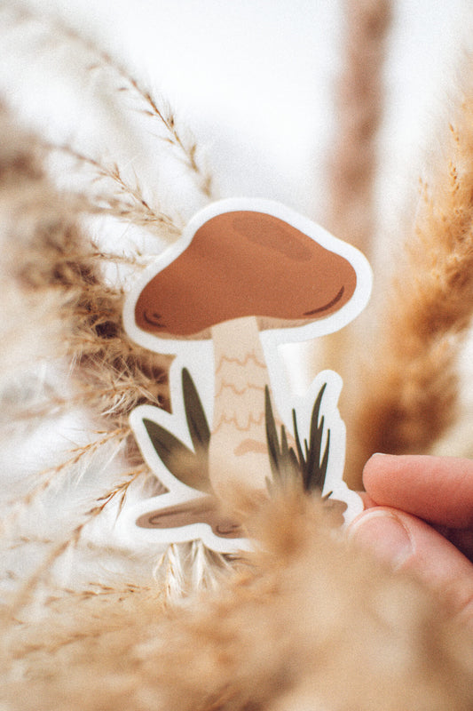 Brown Mushroom Sticker | Cottagecore Vinyl Sticker