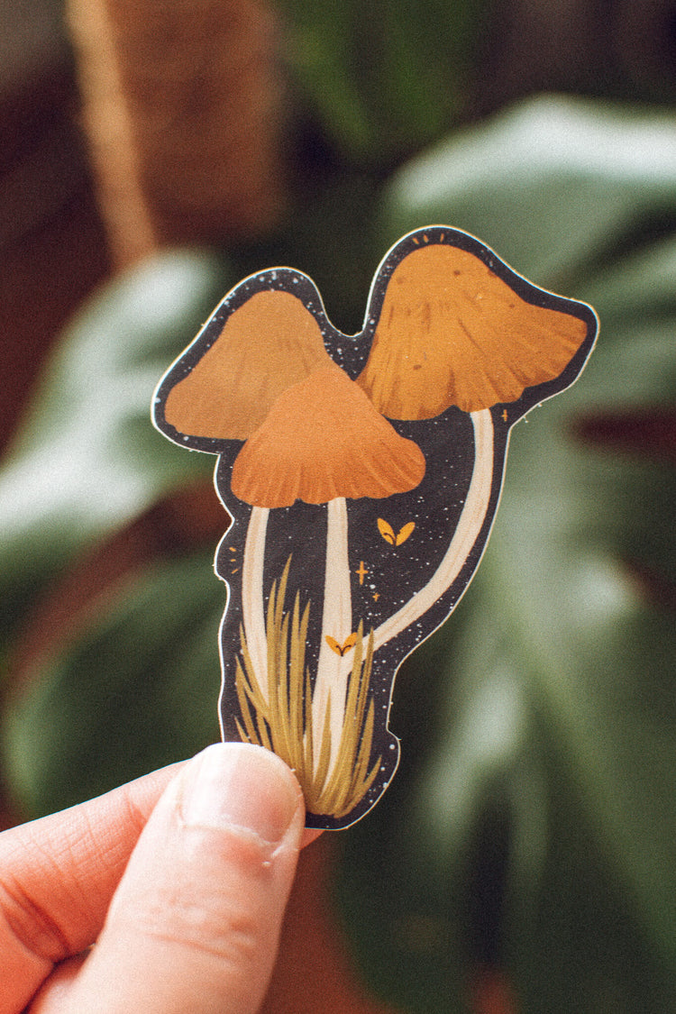 Night Mushrooms Sticker | Waterproof Vinyl Sticker