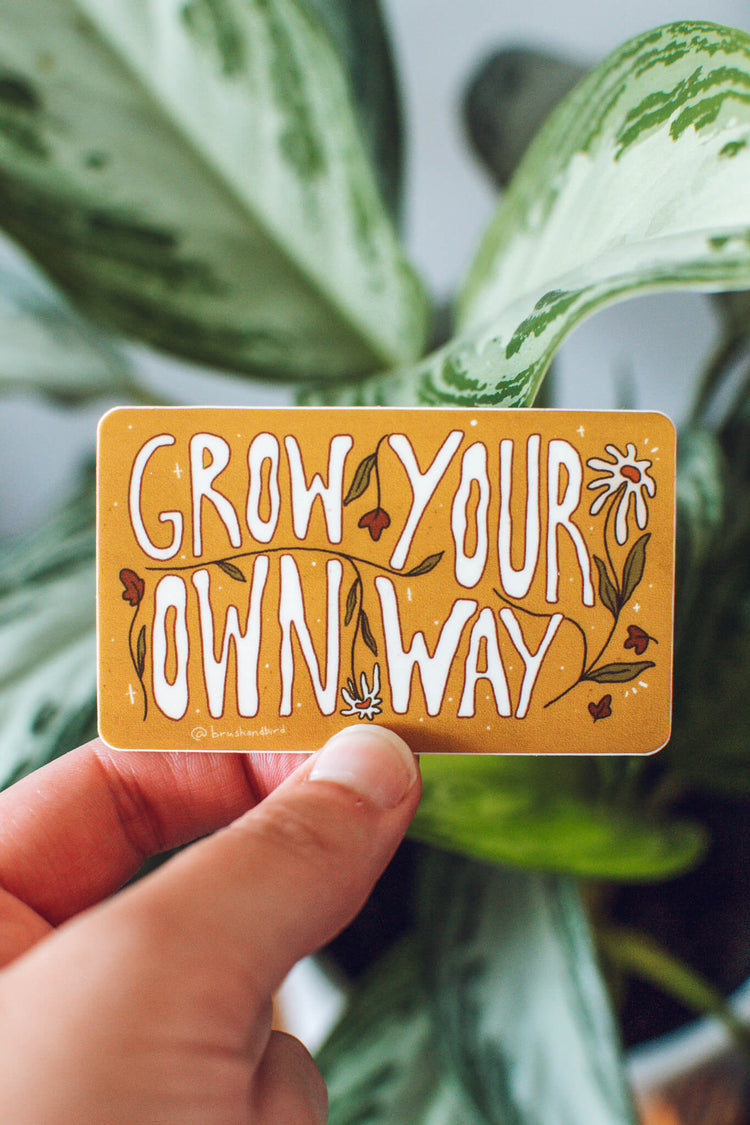 Grow Your Own Way Sticker | Hippie Typography Vinyl Sticker