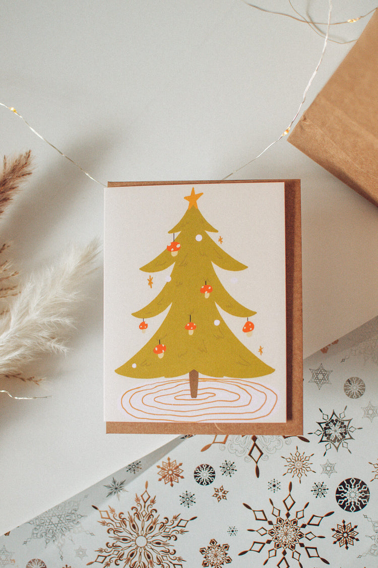 Mushroom Christmas Tree | Mushroom Blank Holiday Card