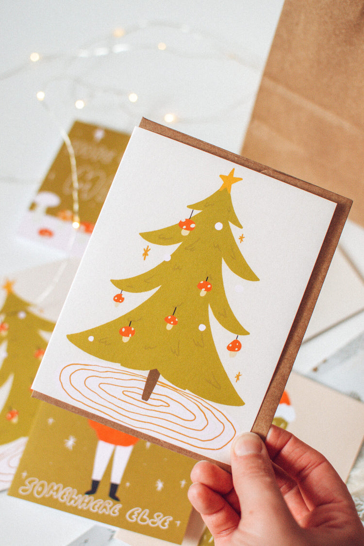 Mushroom Christmas Tree | Mushroom Blank Holiday Card