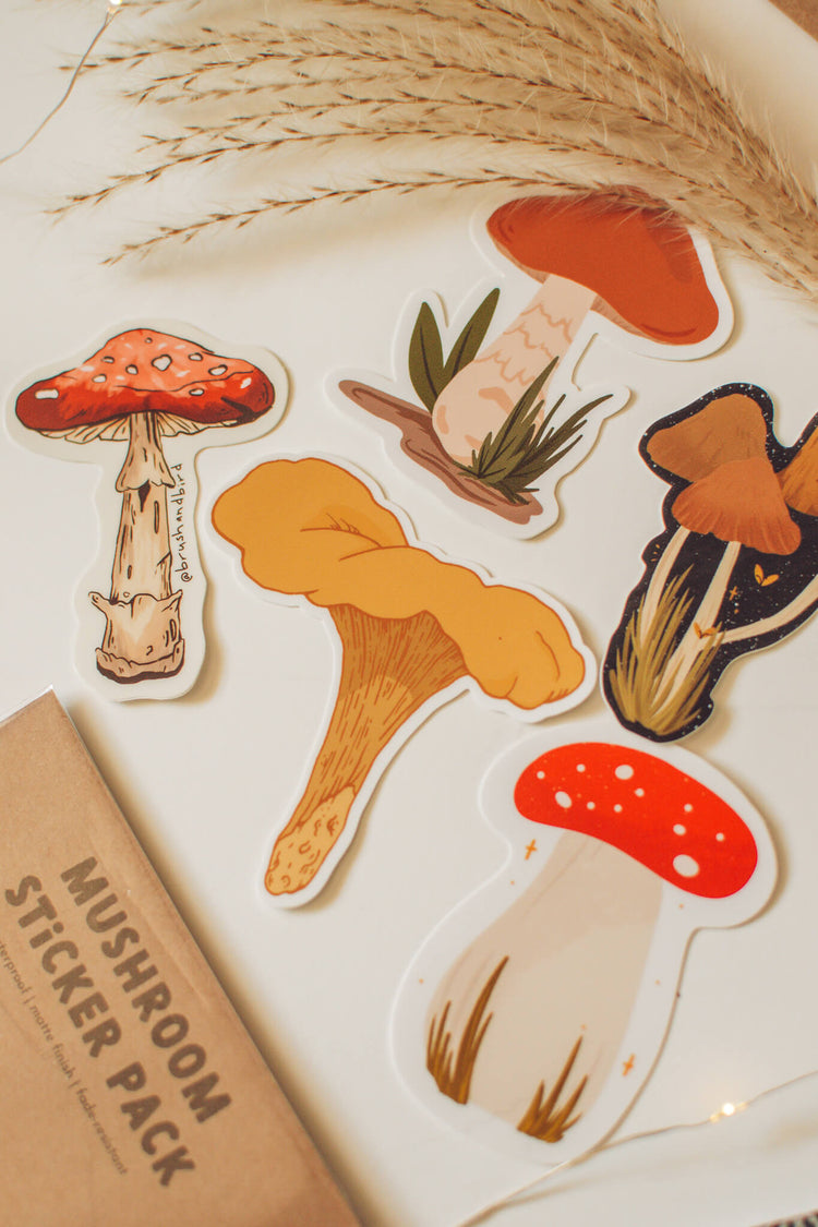 Night Mushrooms Sticker | Waterproof Vinyl Sticker