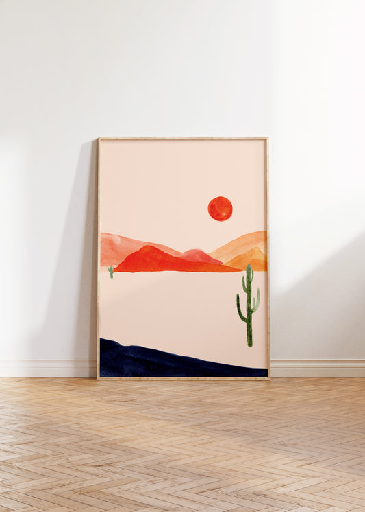 Watercolour Desert Landscape Print | Boho Wall Art Print