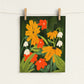 Flower Garden Art Print | 8"x10" Gouache Style Painting