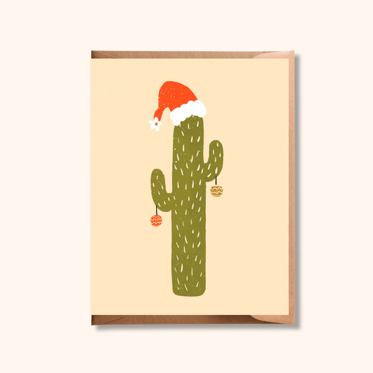 Christmas Cactus Card | Blank Holiday Greeting Card
