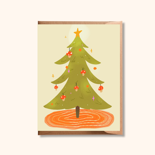 Mushroom Christmas Tree | Mushroom Blank Holiday Card
