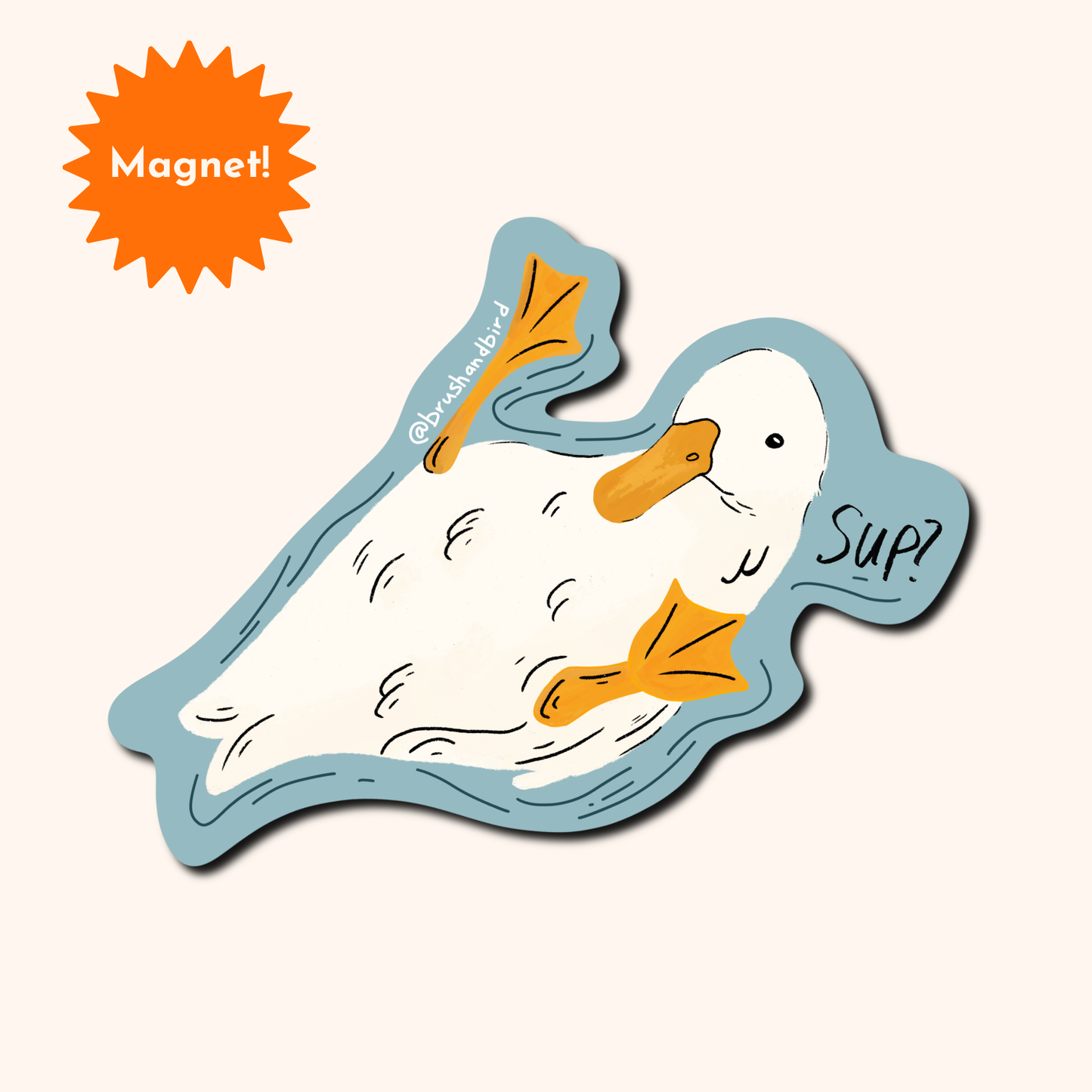 White Duck Magnet | Illustrated Bird Souvenir and Gift
