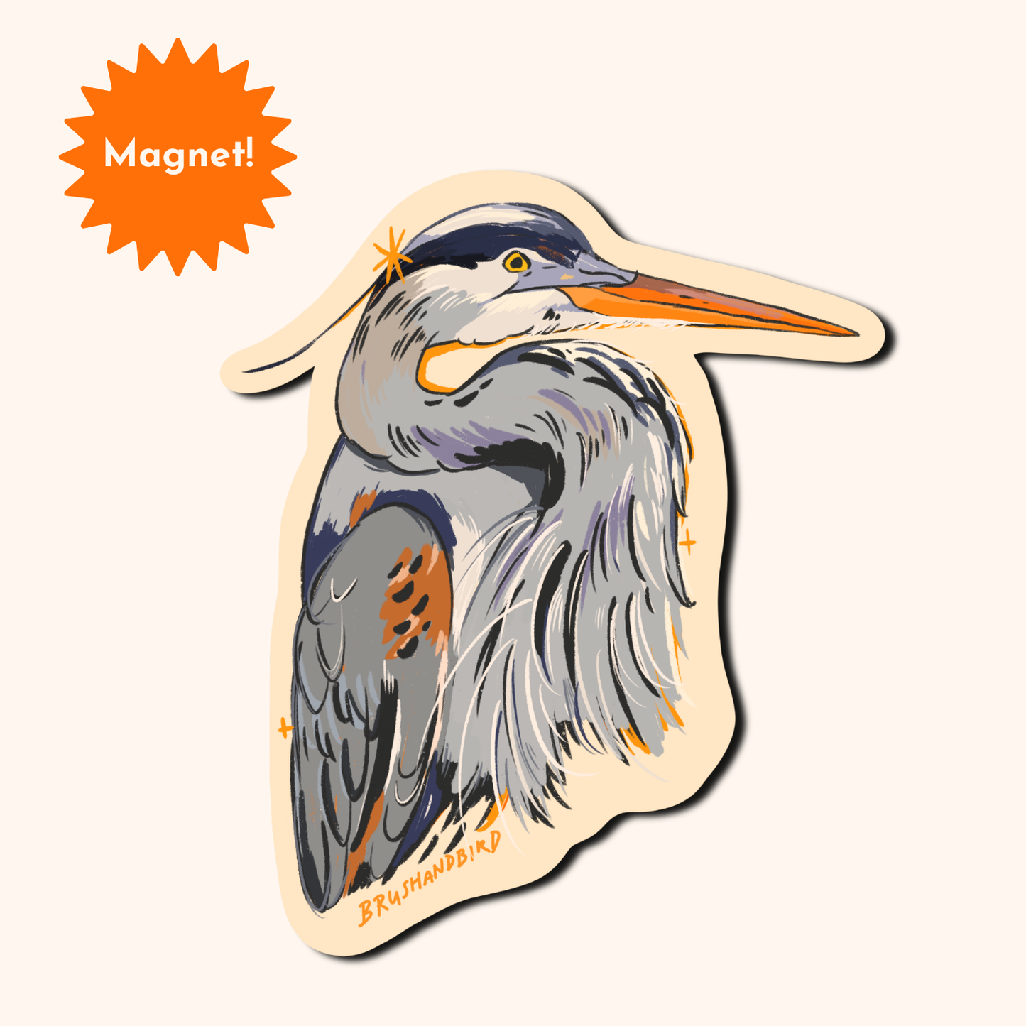 Great Blue Heron Magnet | Illustrated Bird Design Souvenir