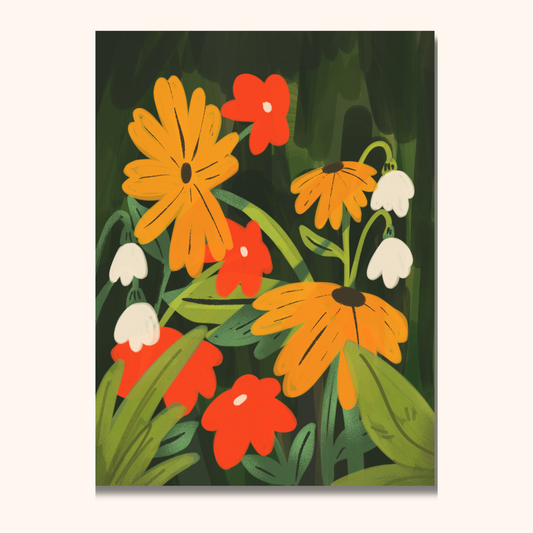 Flower Garden Postcard | Gouache Floral 5x7 Mini Print