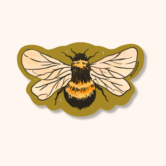Bumblebee Sticker | Hand-drawn Bee Vinyl Die Cut Sticker