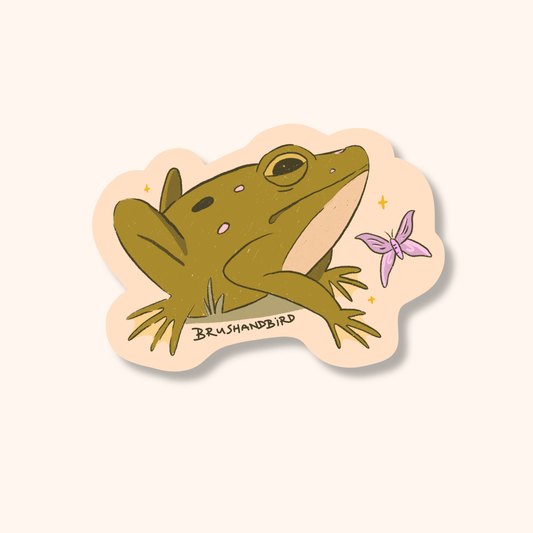 Spring Frog Sticker | Garden Toad | Vinyl Die Cut Sticker