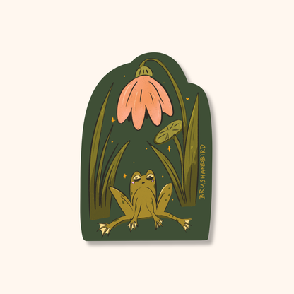 Meditating Frog Sticker | Nature is my Happy Place | Vinyl Die Cut Sticker