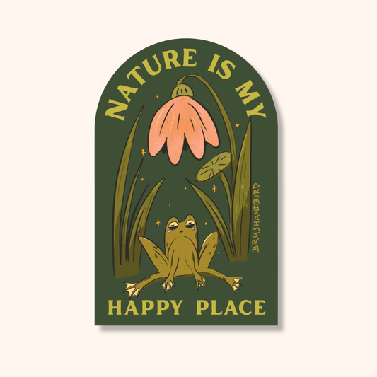 Meditating Frog Sticker | Nature is my Happy Place | Vinyl Die Cut Sticker