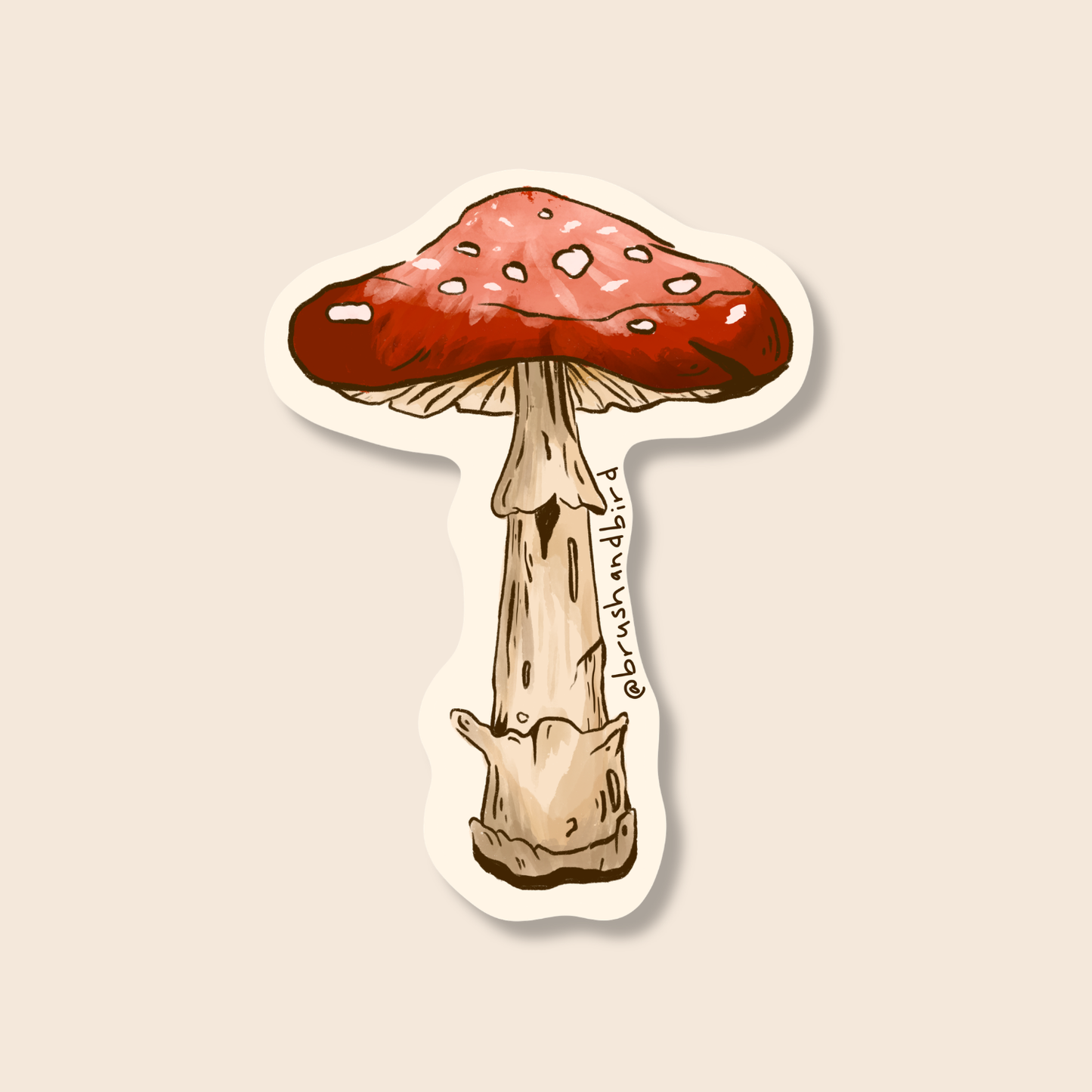 Red Mushroom Sticker | Fly Agaric Mushroom | Watercolor Style Illustration