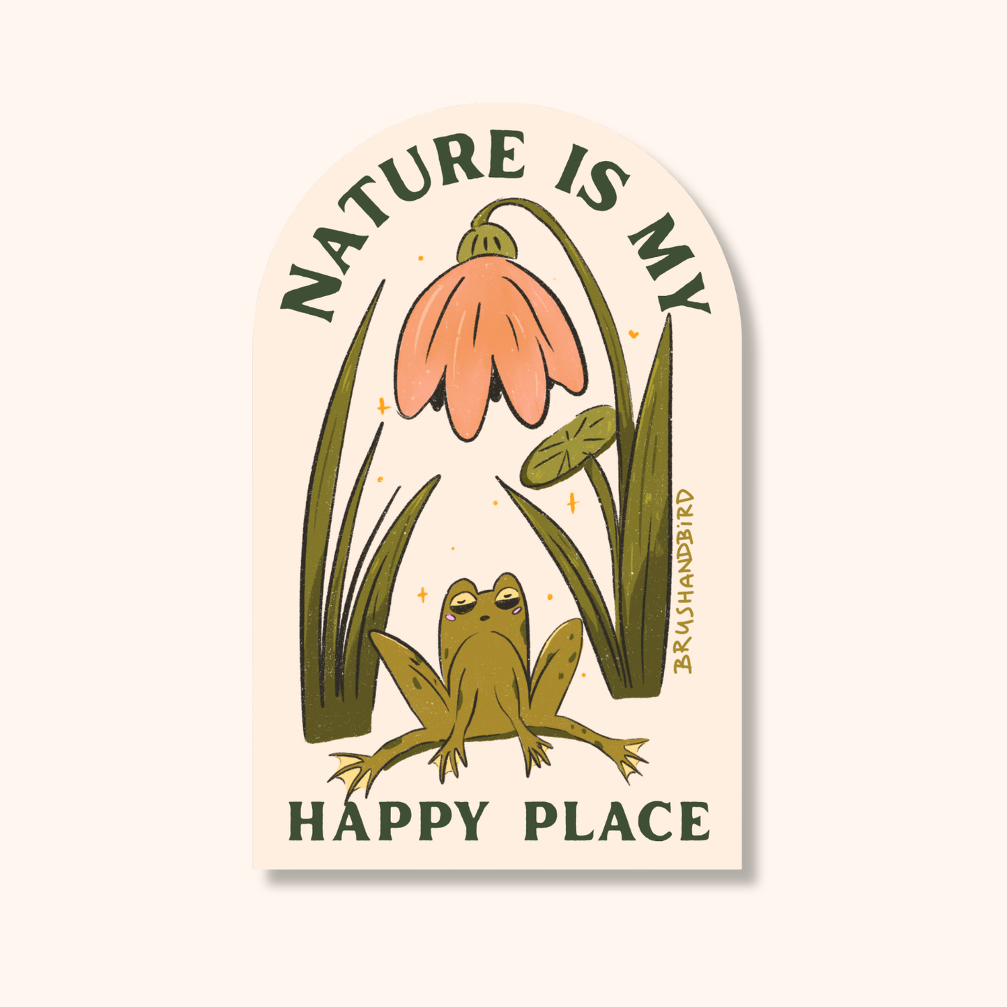 Meditating Frog Sticker | Nature is my Happy Place | Vinyl Die Cut Sticker