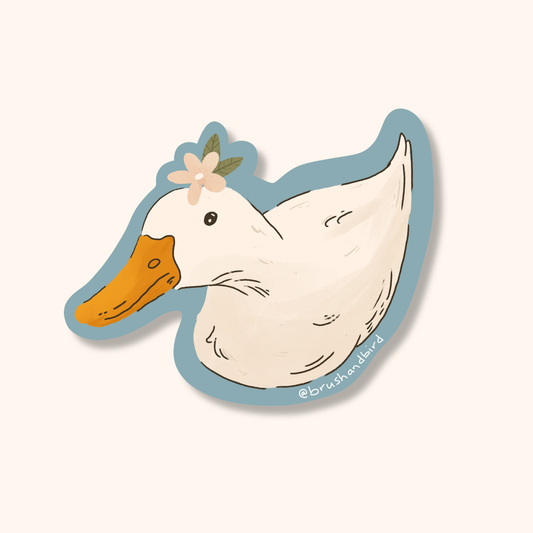 Flower Duck Sticker | Cute Farm Animal Vinyl Sticker