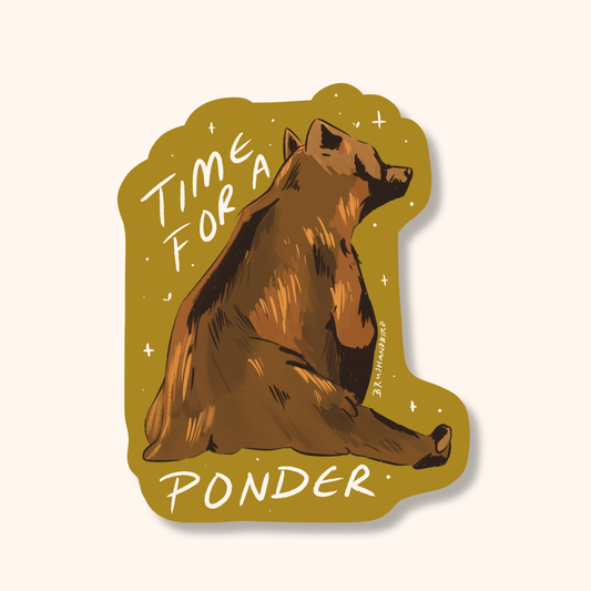 Grizzly Bear Sticker | Time for a Ponder Wildlife Vinyl Sticker