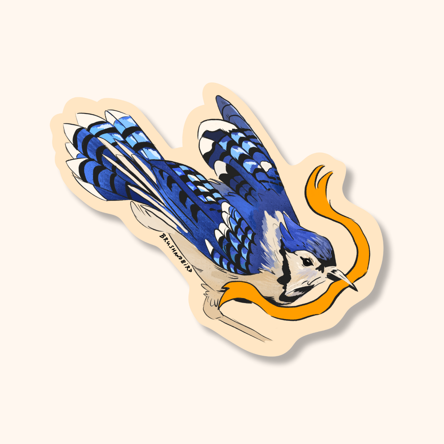 Blue Jay Sticker | Flying Bird with Ribbon Vinyl Sticker | Bird Lover Gift