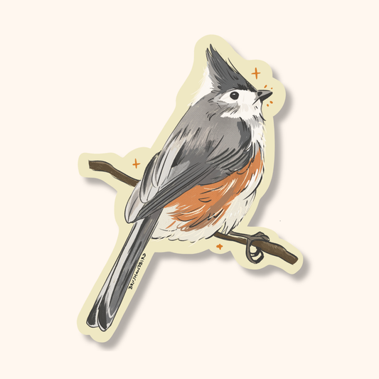 Tufted Titmouse Sticker | Bird Lover Waterproof Vinyl Die Cut