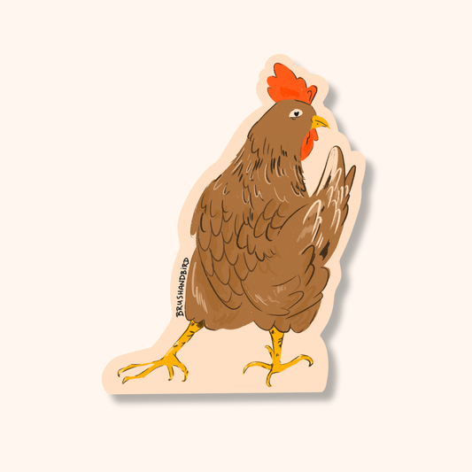 Brown Hen Vinyl Sticker | Illustrated Chicken Sticker