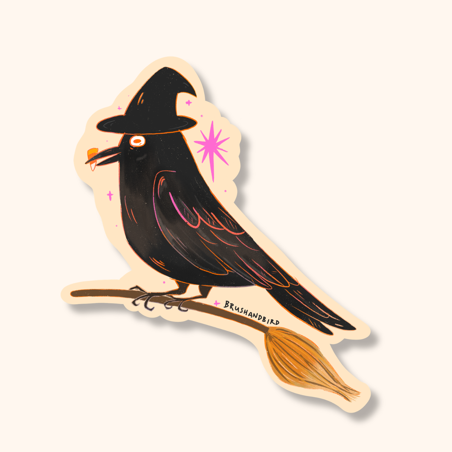 Cheeky Crow Witch Sticker | Cute Halloween Die-Cut Vinyl