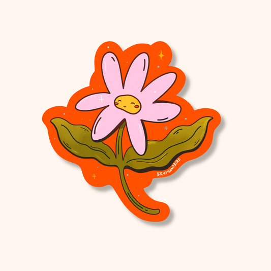 Smiling Daisy Flower Sticker | Floral Waterproof Vinyl Sticker