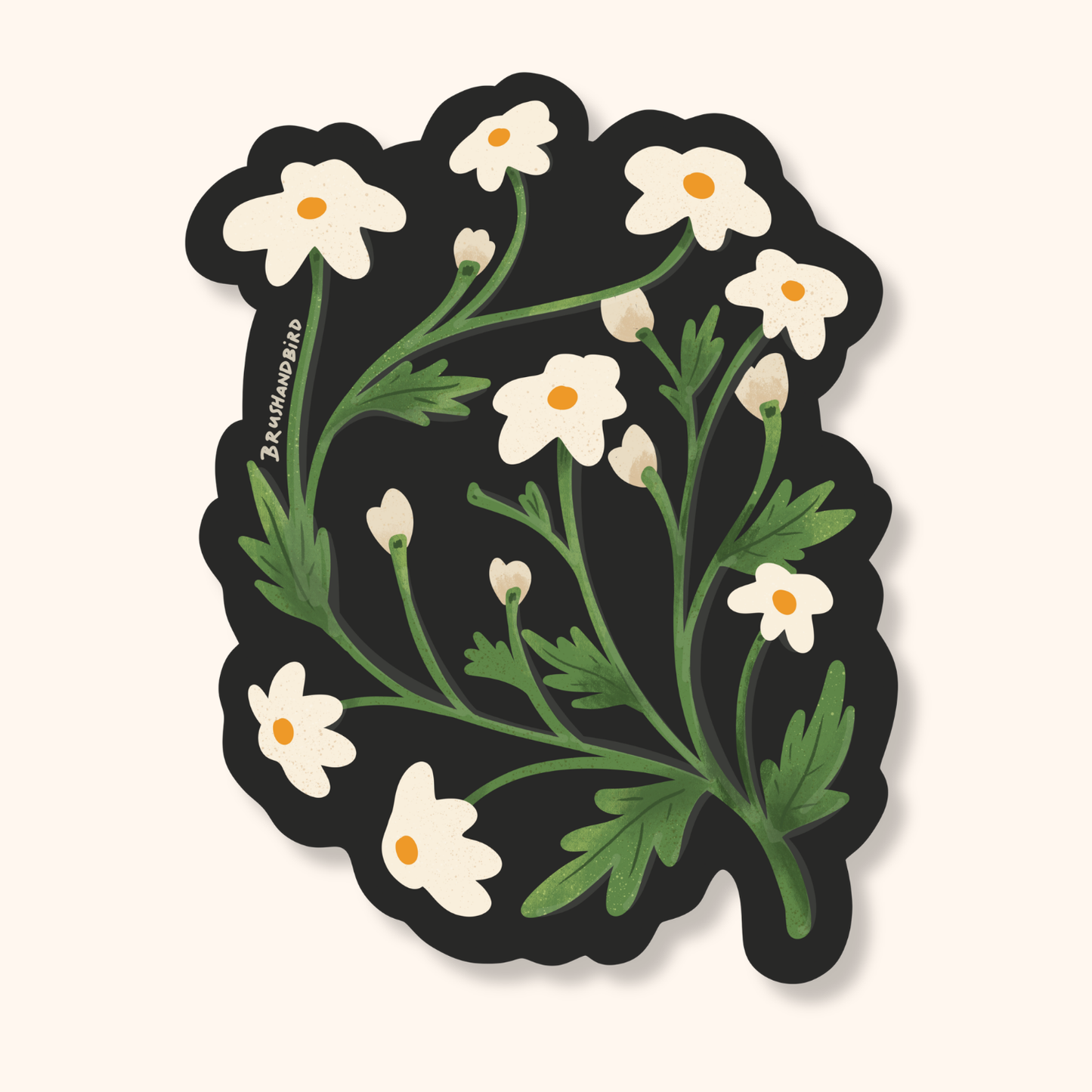 White Wildflower Sticker | Dainty White Flowers, Waterproof Vinyl Sticker