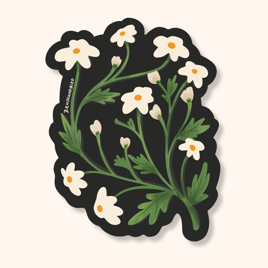 White Wildflower Sticker | Dainty White Flowers, Waterproof Vinyl Sticker