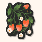 Wild Strawberries Sticker | White Flowers, Waterproof Vinyl Sticker