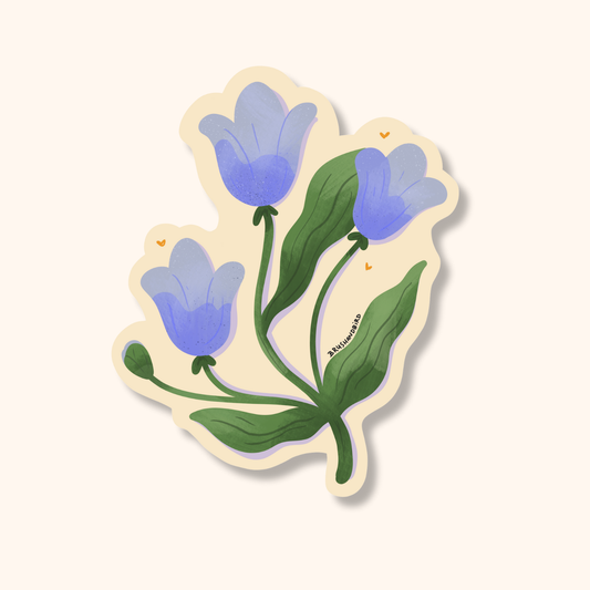 Blue Tulips Vinyl Sticker | Modern Spring Floral Illustration
