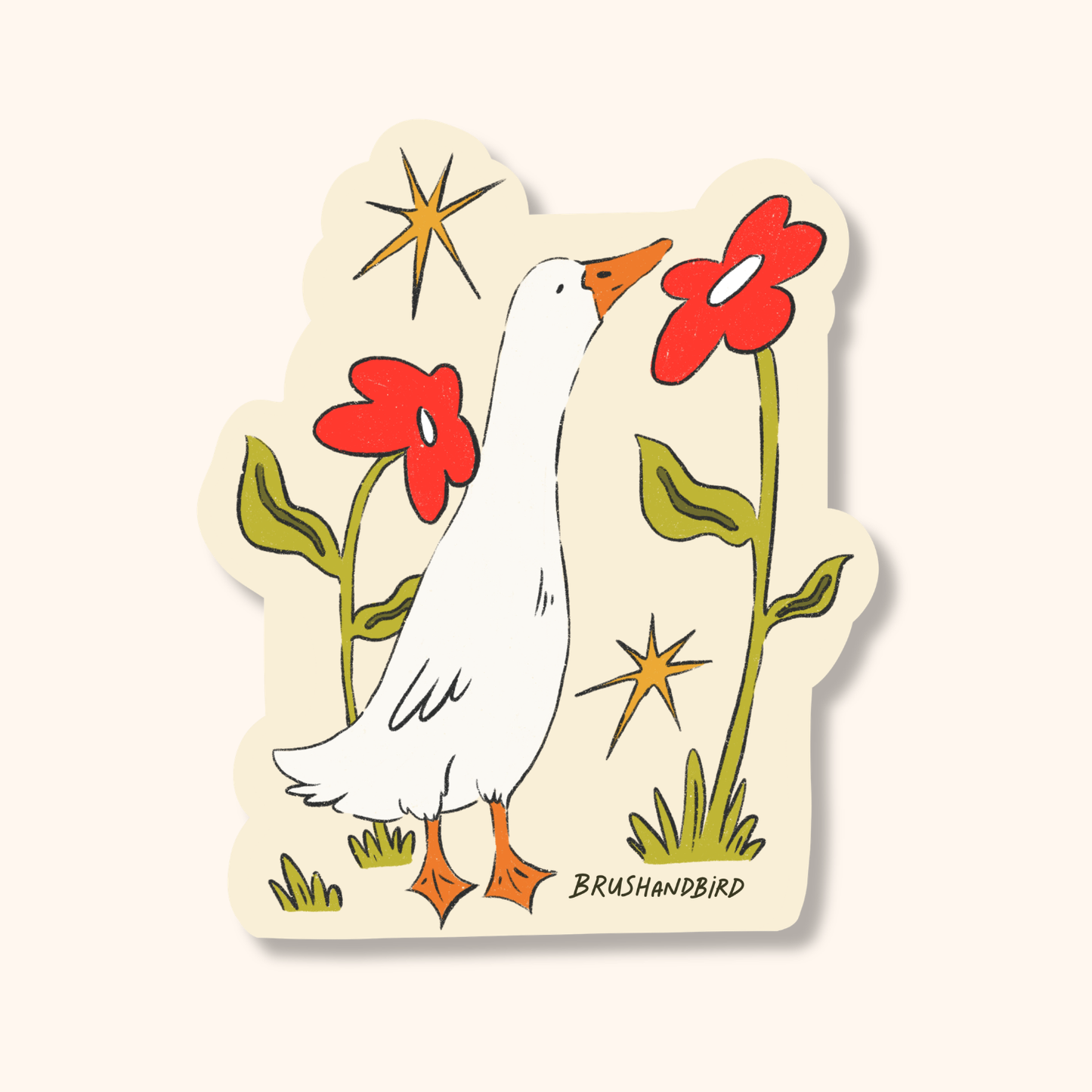 Flower Goose Sticker | Cute Bird Vinyl Decal