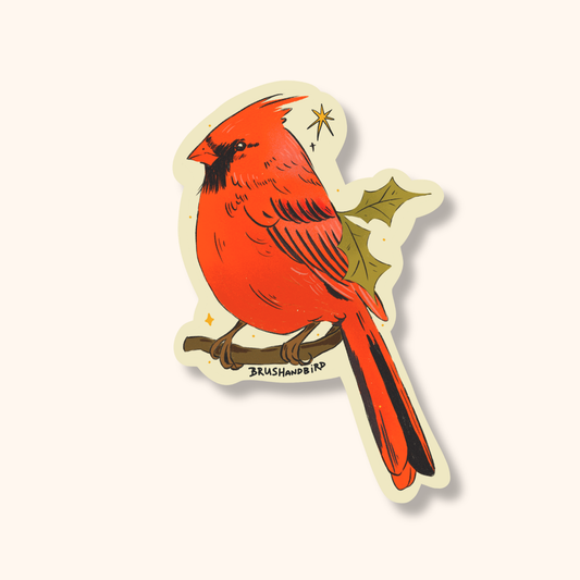 Northern Cardinal Sticker | Waterproof Bird Vinyl Decal