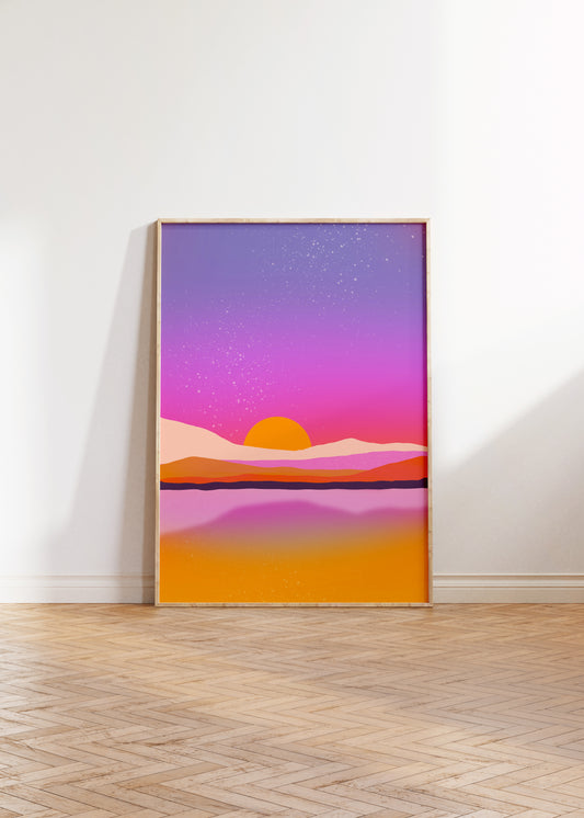 Vibrant Sunset Art Print | Abstract Landscape Art