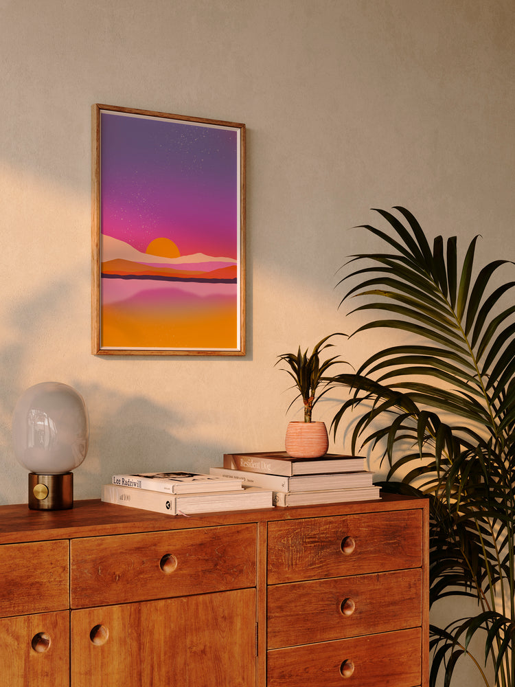 Vibrant Sunset Art Print | Abstract Landscape Art