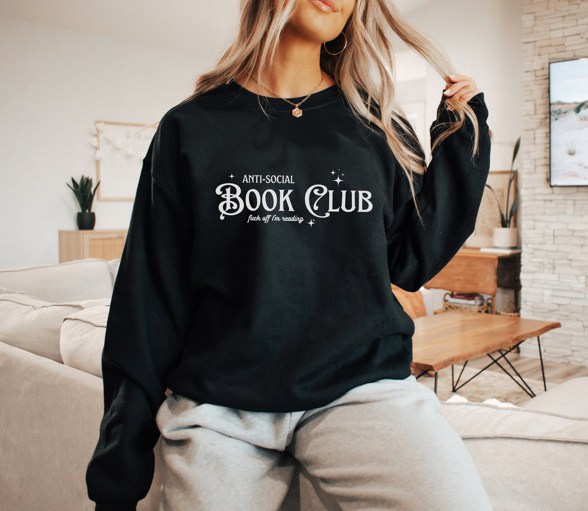 Anti-Social Book Club | F*ck Off I'm Reading Unisex | Black Crewneck Sweatshirt