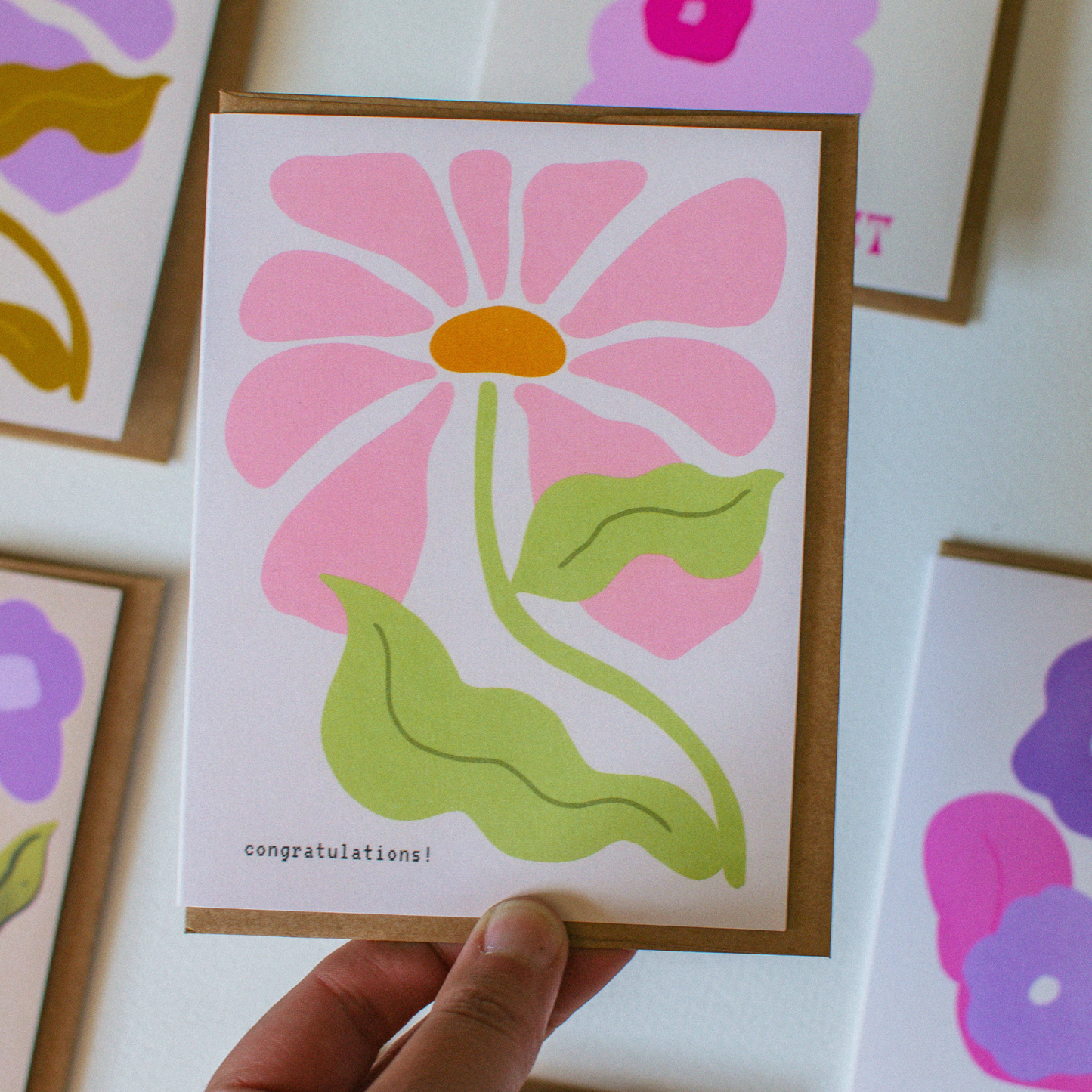 Congratulations Card | Pink Flower Greeting Card