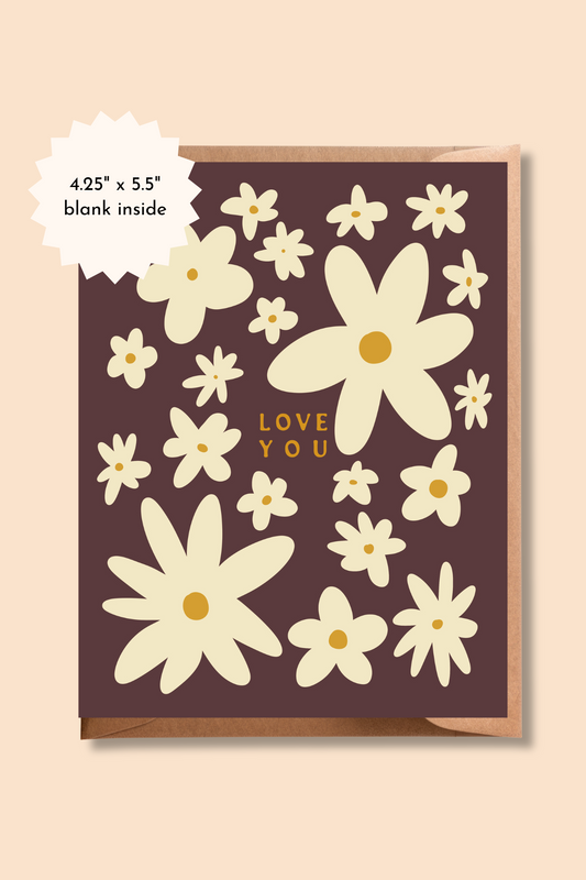 Love You | Simple Flower Pattern Valentine's Day Card