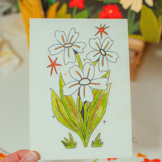 Spring Flower Art | Mini Original Artwork 5x7