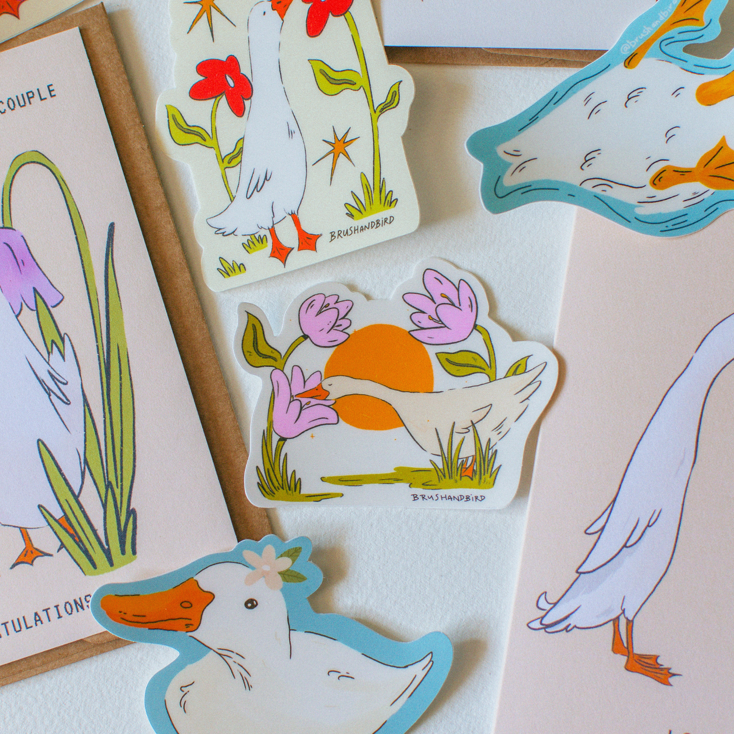 Goose Sticker | Day Stroll in the Flower Garden Vinyl Die Cut Sticker