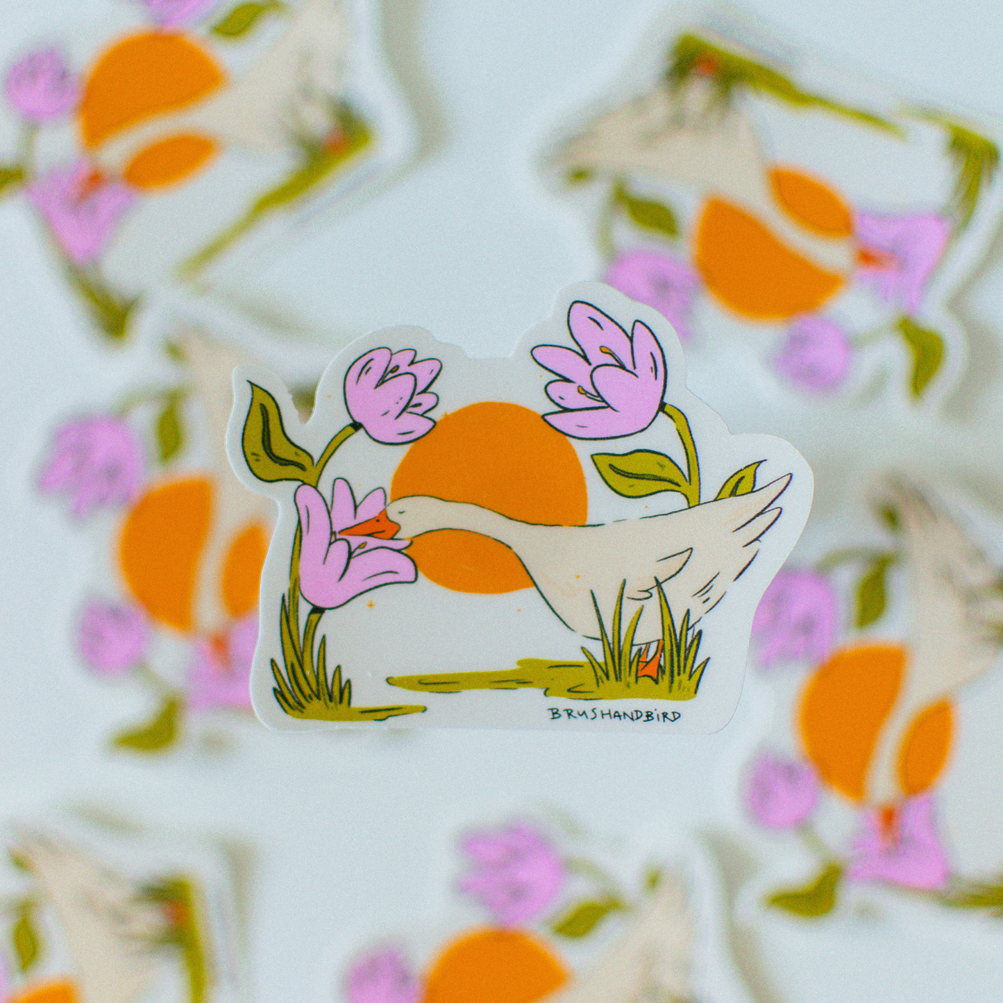 Goose Sticker | Day Stroll in the Flower Garden Vinyl Die Cut Sticker